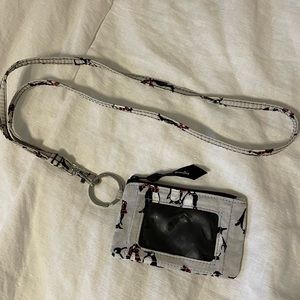 Vera Bradley Christmas Playful Penguin Winter Cold Monday Coin ID Wallet Lanyard